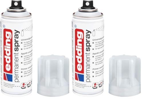 edding 5200 Permanent Spray Universalgrundierung - 200 ml - Grundierung zur Vorbereitung von lackierfähigen Oberflächen wie Glas, Metall, Holz, Keramik, Leinwand (Packung mit 2)