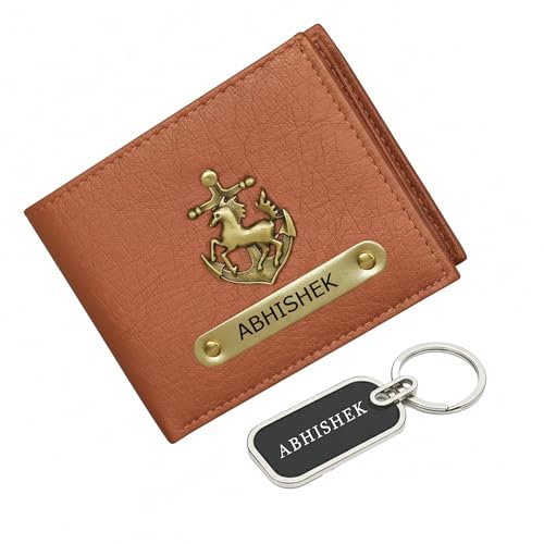 Image of Personalized Vegan Leather Wallet for Men with Name & Charm | Customized Men's Wallet | Free Name Engraved Metal Pen | Birthday & Gift for Anniversary, Boys, Husband, Brother