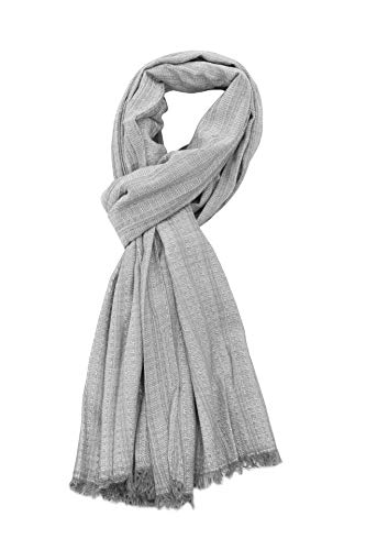 Yateen Mens Cotton-Linen Scarves Stripe Crinkle Long Scarf