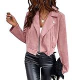 Veste en similicuir pour femme, veste courte en faux suédé rose, taille XXL