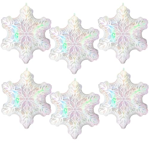 6pcs 24'' Clear Iridescent Snowflake Balloons, Winter Theme Snow ...
