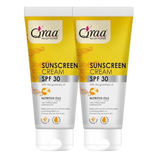 Image of Qraa Sunscreen - SPF 30 PA++++ Sunscreen Cream SPF 30|Helps Remove Tan|Helps in Sun Burn| Pack of 2 (200gm, 2)
