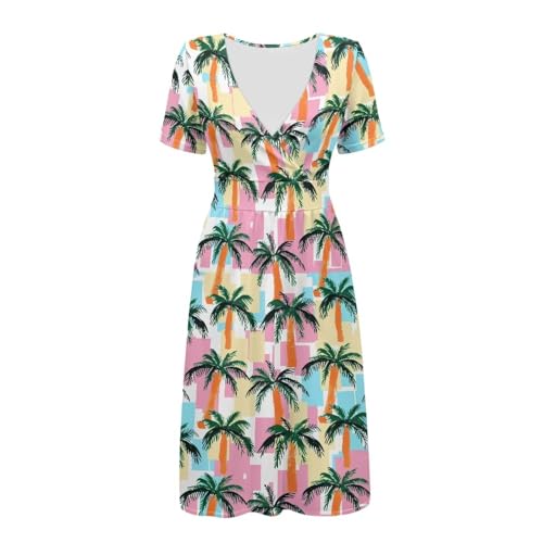 Image of Women's Summer Formal Dresses Short Sleeve Wrap V Neck Dresses Bridesmaid Wedding Guest Dress with Pockets