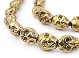 TheBeadChest Brass Skull Beads, Solid Plated-Brass Metal Halloween - Great DIY Accessories for Necklace, Bracelets and Earrings Making