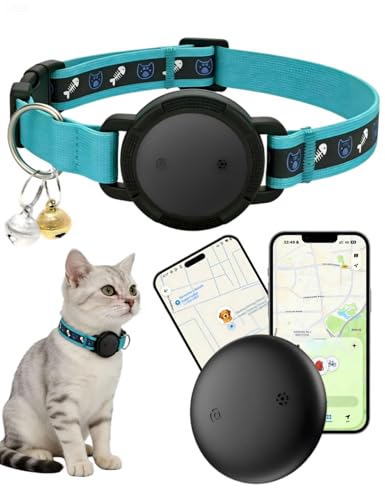 GPS Cat Tracker Collar (iOS & Android)- Dogs GPS Tracker Smart Pet Activity Tracker, No Subscription, Works with Google Find Hub & Apple Find My App, Anti-Lost for Keys, Pet Items Blue