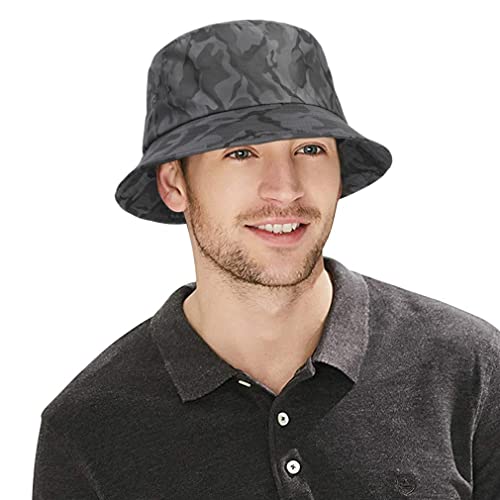 Docila Camo Quick-Drying Bucket Hat For Women Men Urbanstyle Black Grey Waterproof Rain Cap Packable Fishing Camping Hunting Safari Boonie #TOP1