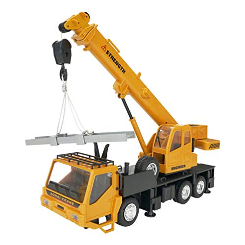NUOBESTY Crane Truck Toy Remote Control Engineering Construction Vehicle Model Toy for Kids Toddlers, Orange, 32.3x9.3cm