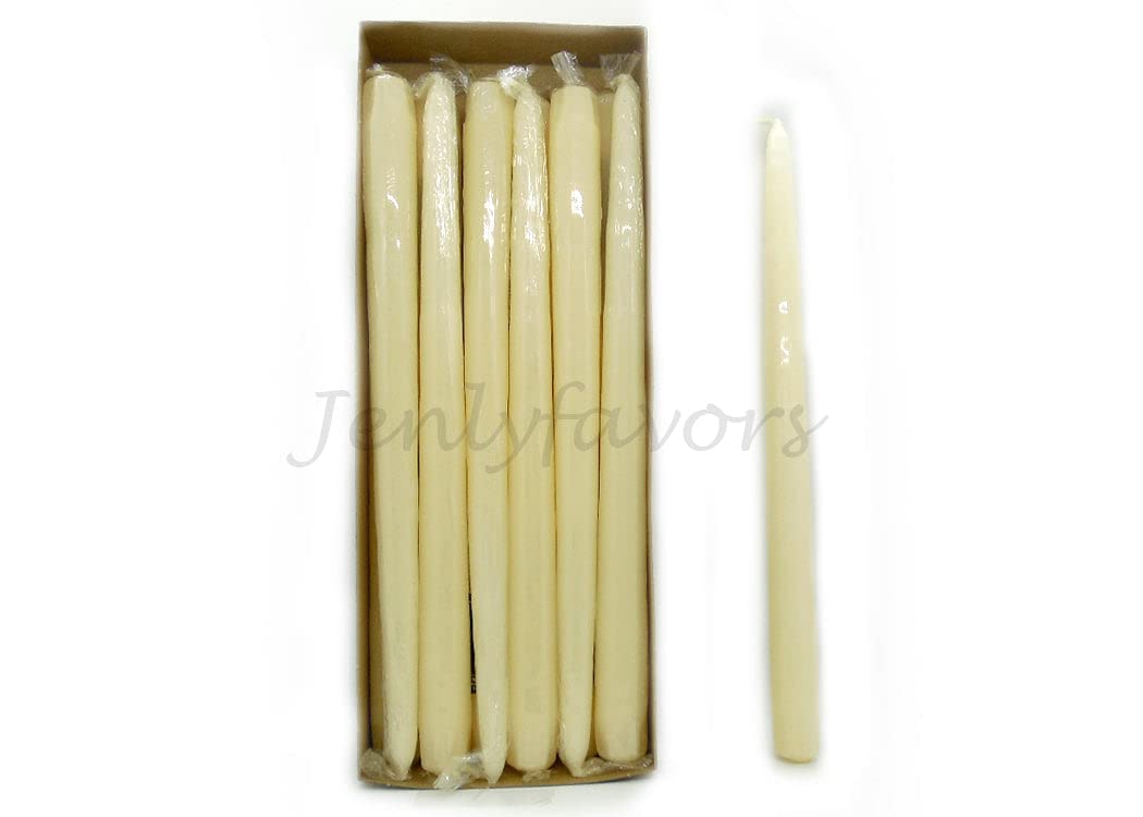 12 Inch Premium Hand Dipped Taper Wax Candles Box of 12 Made in USA Ivory