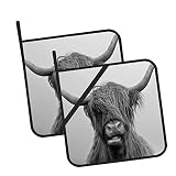 Highland Cow Pot Holders Set of 2 Kitchen Heat Resistant Potholder for Microwave Cooking Baking Oven