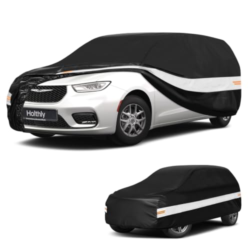 Image of 10 Layers Mini Van Car Cover Custom Fit for Chrysler Pacifica Minivan (2016-2026), Waterproof All Weather for Automobiles, Outdoor Full Cover Sun Dust Rain Protection with Cotton. Black