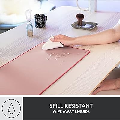 Logitech Desk Mat - Studio Series, Multifunctional Large Desk Pad, Extended Mouse Mat, Office Desk Protector with Anti-Slip Base, Spill-Resistant Durable Design, in Darker Rose
