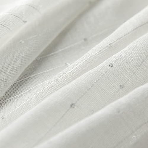 MUPUKKR Rideaux Transparents à Paillettes pour Salon Toile de Fond à Paillettes argentées Faux Lin Voile Gazebo Rideaux de fenêtre de Balcon-comme sur l'image, 1pcs W100xH200 cm,4.Back Tape