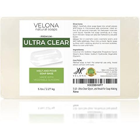 velona 5 Lb: Ultra Clear Transparent 100% Pure & Premium Glycerin Melt & Pour Soap Base (5 Lb) Cover