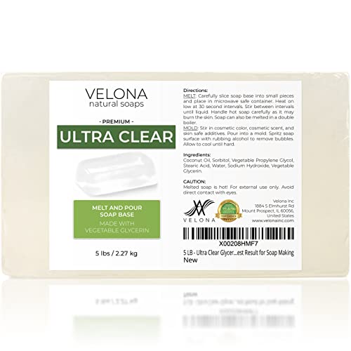 Velona 5 Lb - Ultra Clear Glycerin Soap Base Sls/Sles Free | Melt And Pour | Transparent Natural Bar For The Best Result For Soap Making #TOP27