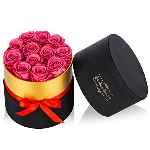 Nuptio Rose Stabilizzate Fiori Veri, 12 Pezzi Fatte a Mano Lunga Durata Infinite - Regalo Perfetto per Festa della Mamma, Compleanno, Matrimonio, Natale (Confezione Regalo Media)