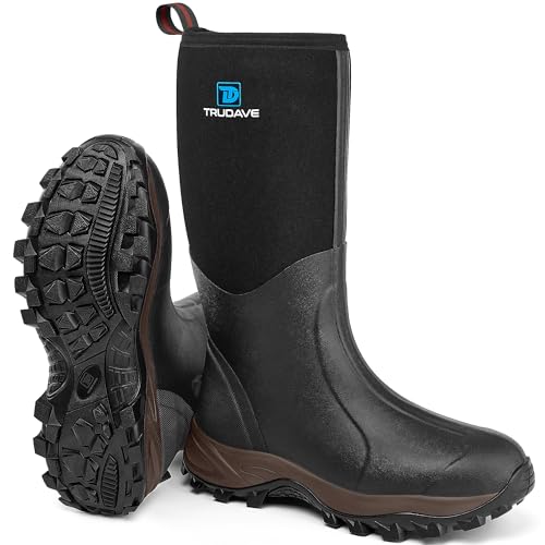 Rubber Boots for Men & Women with Steel Shank, Reliable 6mm Neoprene Waterproof Insulated Rain...