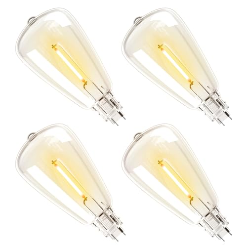 addlon 4 Pack ST38 Solar Replacement Bulbs, E17 3V Shatterproof Plastic LED Bulbs Only for Solar Outdoor String Lights, Dimmable, 2700K, Warm White