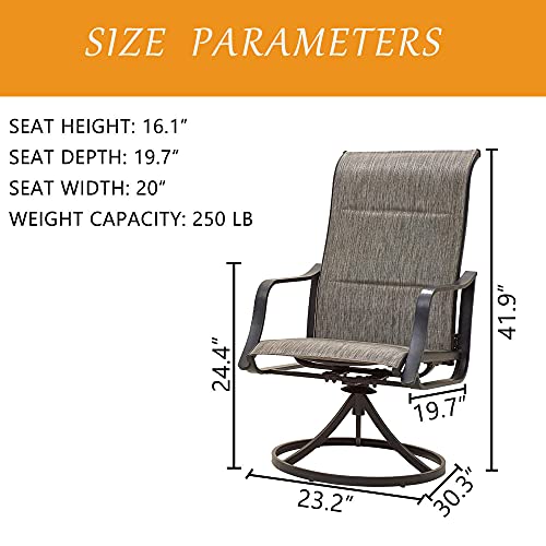 Lokatse Home Outdoor Patio Dining Chair Swivel Sling Rocker Set With Steel Metal Frame (Set Of 2), Grey #TOP2