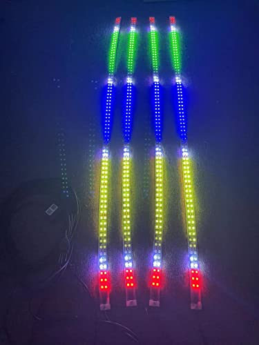 Sando Tech Dream Chasing Color Double Row Led Strip 4PCS 4Ft Underglow Light Kit 12V Sync with Bluetooth Controller 4Plugs Fit for Car Truck Boat