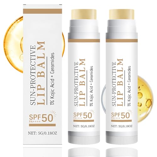 Image of 2 Pcs Natural Tinted Lip Balm with SPF 50 PA++++, Moisturizing Lip Balm SPF 50, Repairs & Brightens Dark Lips Sunscreen SPF50 lip balm Stick for Men & Women