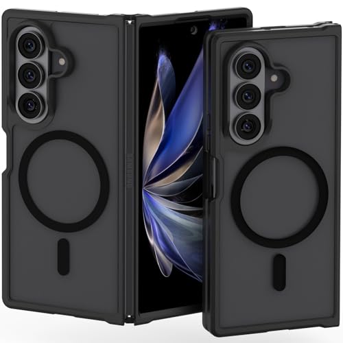 JMIMAOWO for Samsung Z Fold 7 Case Magnetic, [Compatible with MagSafe] [Military-Grade Protection], Galaxy Z Fold 7 Case Translucent Slim Fit Shockproof Protective Phone Cover for Z-Fold7, Black