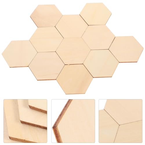 VOSAREA 50pcs Hexagon Wooden Cutouts 50mm Unfinished Wood Pieces for DIY Crafts and Decorations, Natural Beige Wood Material with Superb Cutting Technique, Safe to Use for Creative - Image 7