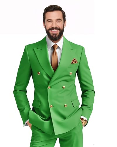 Slim Fit Mens Suit 2-Piece, Peak Lapel Blazer & Elastic Waist Pants