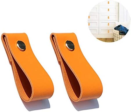 Voyage 2PCs Cabinet Handles PU Leather Furniture Closet Drawer Cabinet Handle Pull Khaki