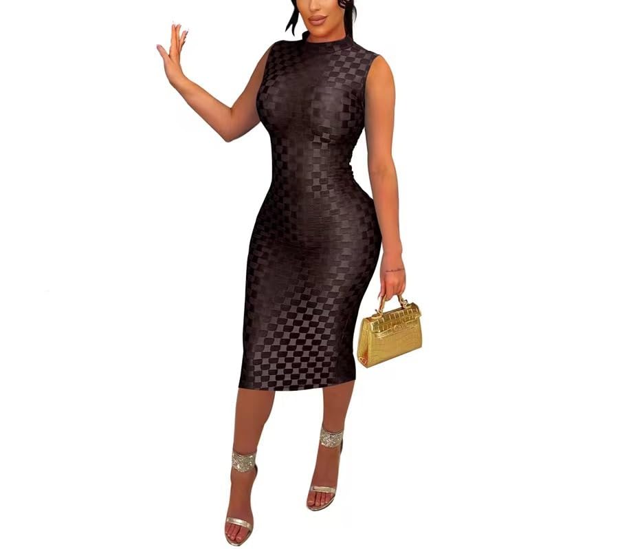 Image of Women's Casual Turtleneck Long Sleeve Elegant Long Dress Lounge Mesh Bodycon Maxi Party Dresses