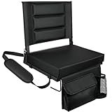 LLEVTIC Stadium Seats with Back Support,Bleacher Chairs with Cushion, Portable Folding Stadium Chair with Removable Cushion and Large Pocket for School Events Sports Game(Black)