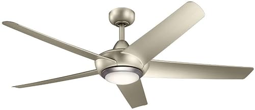 Kichler Kapono - Ventilador de techo LED de 52 pulgadas en níquel con lente de policarbonato blanco esmerilado