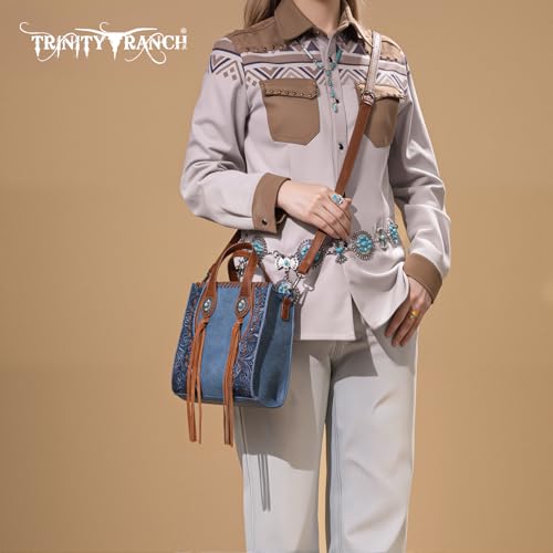 Image of Trinity Ranch Crossbody Bags for Women Mini Handbag Floral Tooled Concho Collection