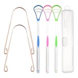 UBLNNFY 6PCS Copper Tongue Scraper Set Tongue Cleaner Oral Tongue Tools for Fresh Breath and Mouth Hygiene Care with Travel Case