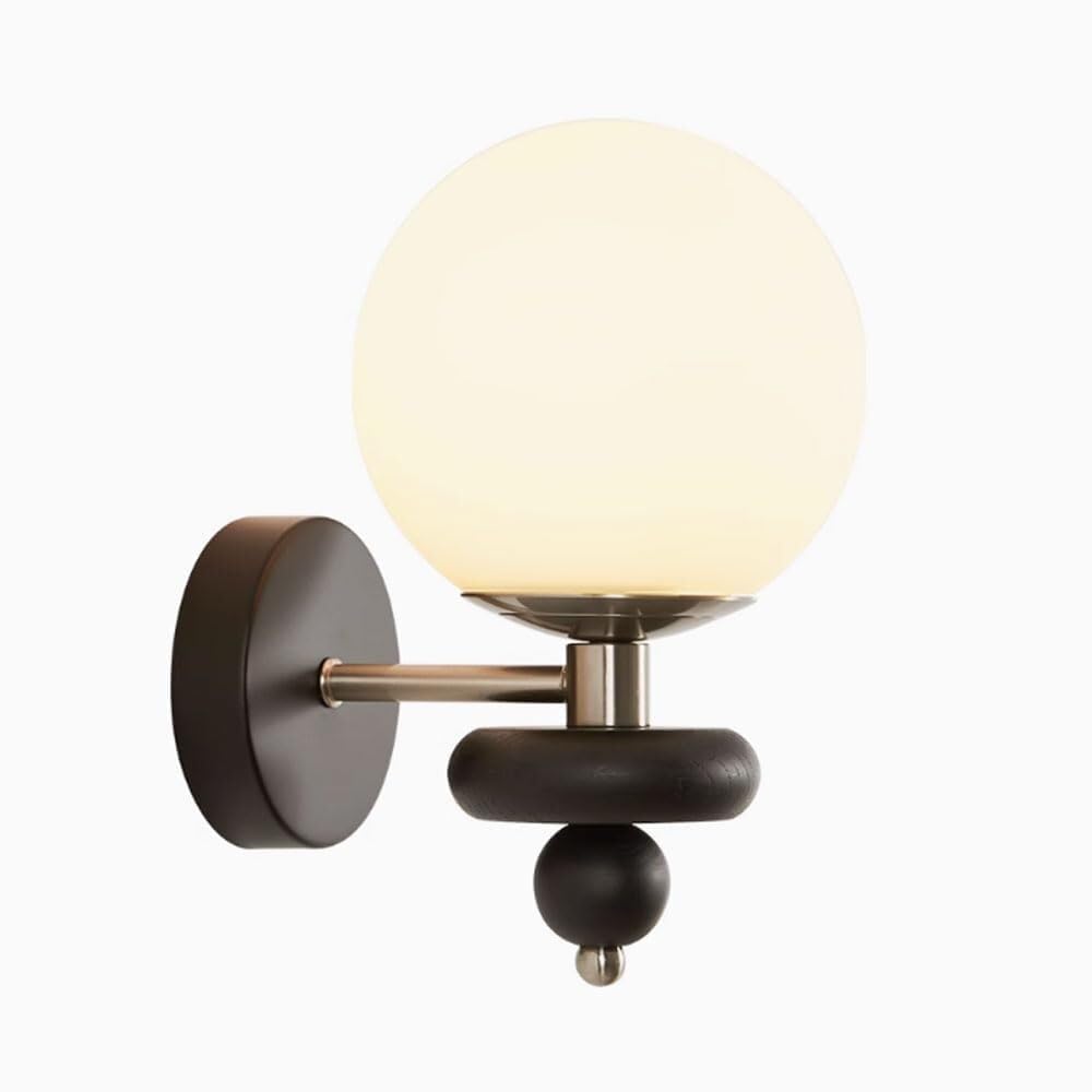 HYJAUSXB Wall Lamps Sconces Globe Wood Sconce Bedside Deco Light Retro Wooden Indoor Lighting Fixture for Aisle