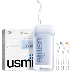 usmile C10 Travel Dental Irrigator, 95 Days Autonomy, Blue | 180ml Tank 4 Modes 360° Nozzle IPX7 Cordless Irrigator for Orthodontics, Implants and Sensitive Teeth