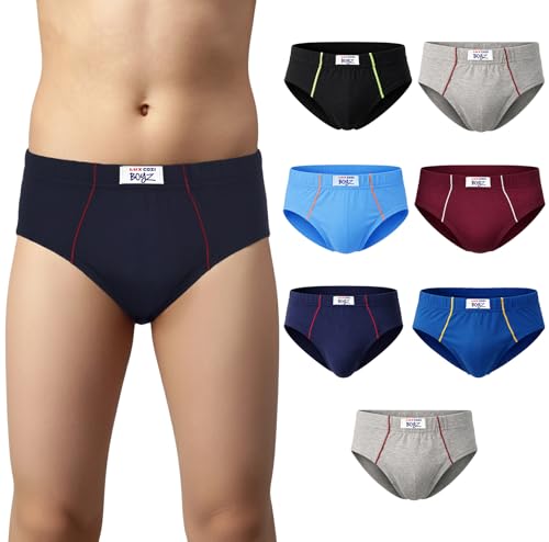 Image of Lux Cozi Boy's Super Combed Cotton Inner Elastic Solid Brief with Ultra Soft Waistband | Brief for Kids | Pack of 8