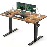 CubiCubi Electric Standing Desk Height Adjustable, 47.2 x 23.6 Inches Home Office Computer Desk, Sit to Stand Up with Memory Presets, Rustic Brown