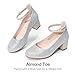 DREAM PAIRS Girls Dress Shoes Chunky High Heels Ankle Strap Party Wedding Princess Pump for Little Big Kid,Size 11 Little Kid,Silver,KKUMPU2502