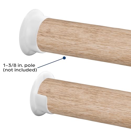 Image of Prime-Line N 6568 Plastic Closet Pole Sockets, White | Accommodates 1-3 /8 Inch Diameter Poles, 1 Set