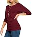 MBJ WT822 Womens 3/4 Sleeve with Drape Top M WINE