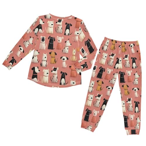 Long Sleeve Pajama Set for Girls Boys Kids,Cute Dogs Print Comfy Nightwear Soft Loungewear,Family Matching PJs Underwear Set 6T2