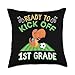 Back To School First Grade Teachers Students Tees Back to School Dinosaur Ready to Kick Off 1st Grade Soccer Throw Pillow, 18x18, Multicolor