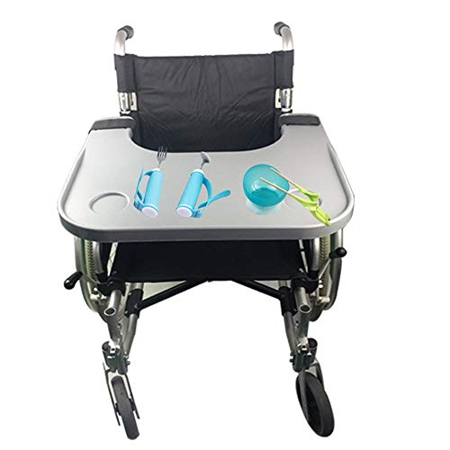 Wheelchair Tray Table With Cup Holder, Removable Wheelchair Lap Tray, Medical Portable Wheelchair Desk Accessories For Eating, Reading, Resting, Fits Wheelchair Arms Of 16" - 20", With Secure Straps #TOP6