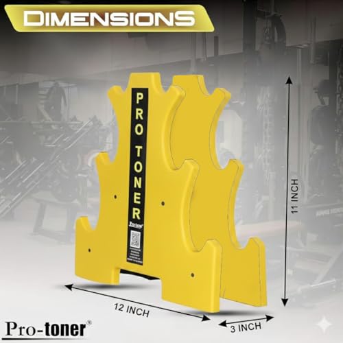 Image of Protoner PVC Dumbbell Rack for 3 Pairs, 20 kg Weight Capacity (Yellow)