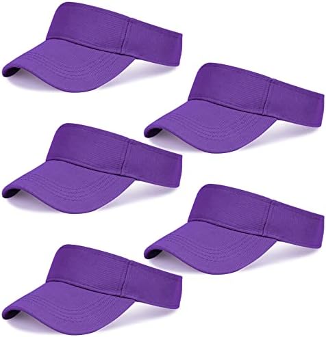 Rbenxia 5 Pieces of Adjustable Sport Visors Sun Visor Hats Cap Visors for Women and Men (Purple)