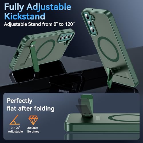OWKEY Magnetic for Samsung Galaxy S22+ Plus Phone Case with Adjustable Stand, Galaxy S22+ Plus Case [Shockproof Military Grade Drop Protection] Translucent Matte Back Samsung S22 Plus Case, Green by OWKEY - Used condition - Image 5