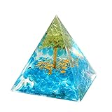 [GOLD STONE] オルゴナイト ピラミッド 招財樹 天然石 幅 約5cm 置物 パワーストーン 浄化 ペリドット 幅 約5cm