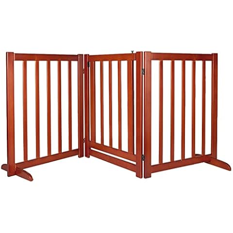 Freestanding Wooden Dog Gate with Walk Through Door ,Foldable Pet Fence Indoor Wood Barrier for House with 2PCS Support Feet Dog Barrier Pet Gate Panels(65cm Height, 3 Panels) Cover