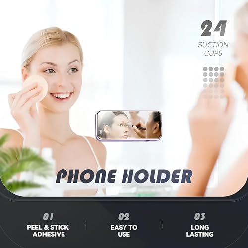 Image of Suction Phone Case, Phone Suction Sticker, Silicone Anti-Slip Silicone Multipurpose Hands-Free Sticky Pads Grip, Videos Mirror Shower (Black)