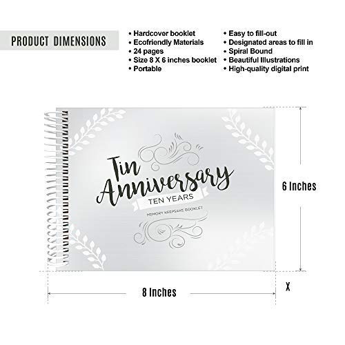 10Th Wedding Anniversary Memory Book With Stickers And A Matching Card | Memory Journal For Your Special Tin Anniversary | The Perfect Keepsake Booklet For Special Memories | For Husband And Wife #TOP1
